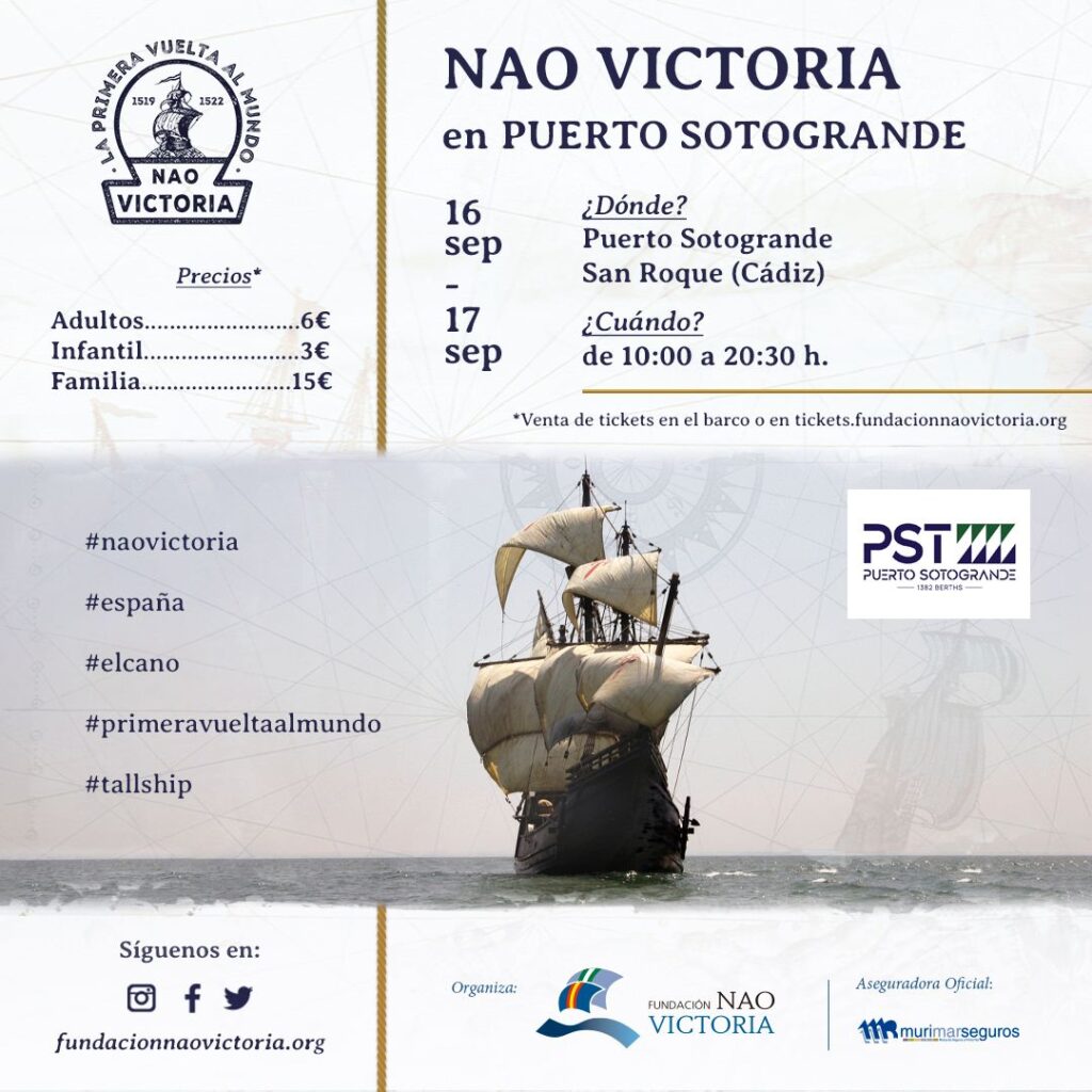 Nao Victoria recalará en Puerto Sotogrande a mediados de septiembre