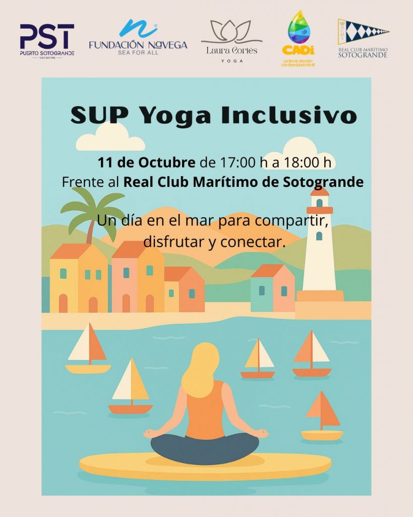 Puerto Sotogrande y Fundación Navega colaboran en una jornada de SUP Yoga Inclusivo 